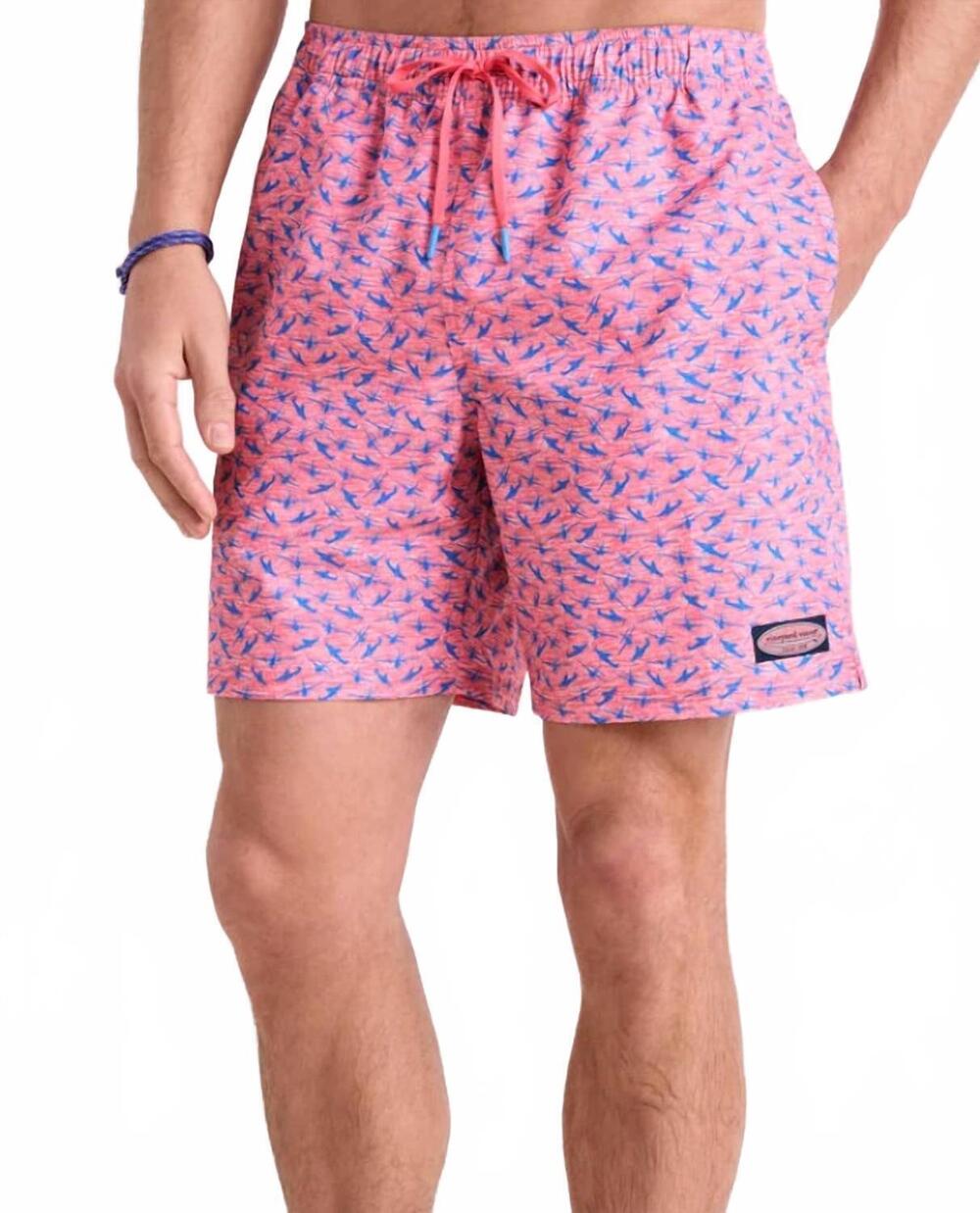 NEW VINEYARD VINES printed chappy pull-on trunks in seaplane flamingo